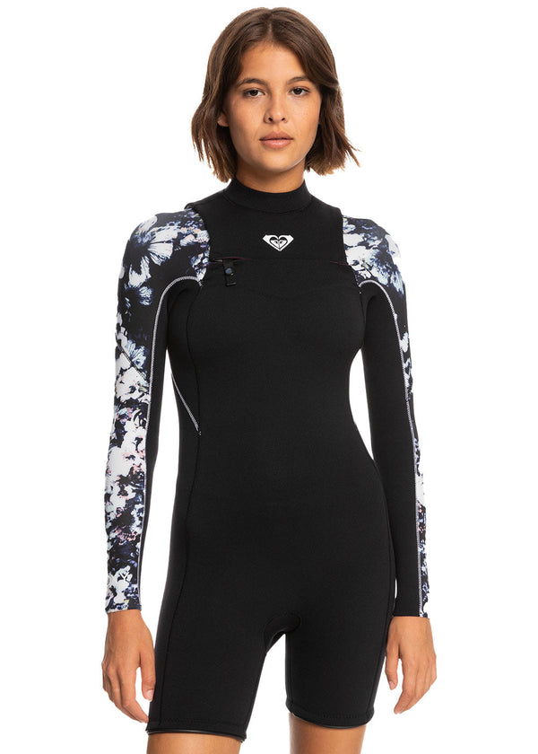Roxy Womens 2.5mm Elite XT ST Printed Short Sleeve Front Zip Spring Suit