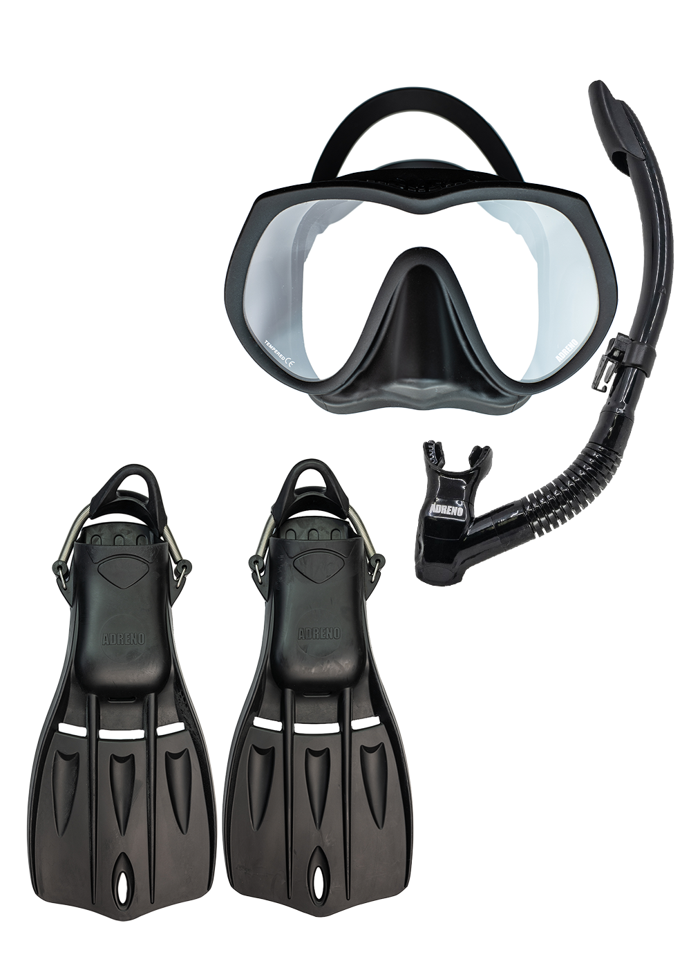 Adreno Manta Mask - Snorkel - Fin Pack Black