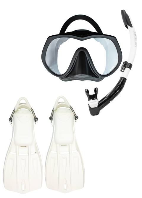 Adreno Manta Mask - Snorkel - Fin Pack White