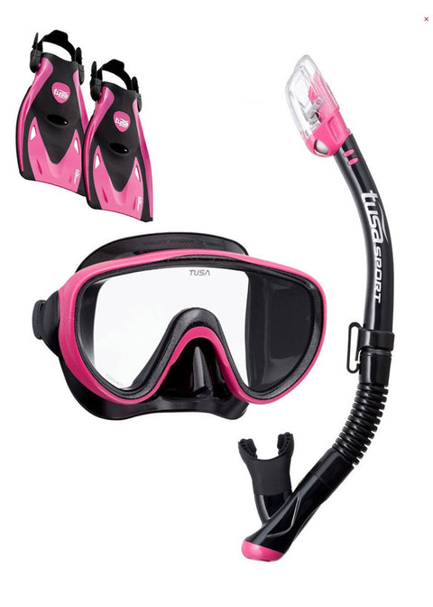 Tusa Serene Adult Snorkel Travel Set - Black/Hot Pink