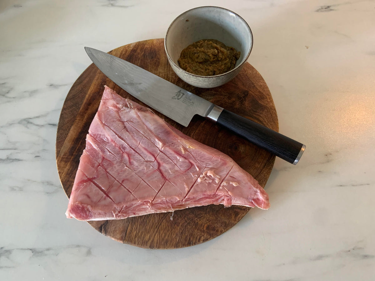 Roasted Kingfish Belly w/ Eggplant Kasundi