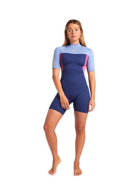 Roxy Womens Prologue 2mm BZ FL Spring Suit Wetsuit 2 / Blue/Multi