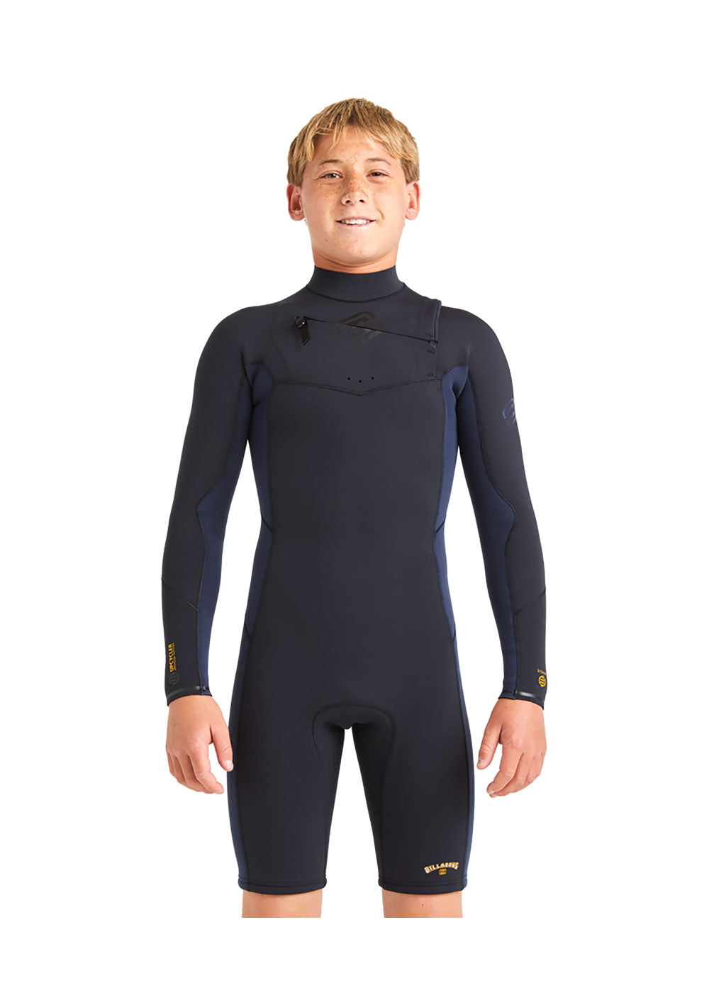 Billabong Boys Absolute Natural 2mm CZ GBS LS Spring Suit Wetsuit 8 / Black/Navy