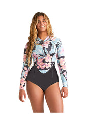 Billabong Womens Salty Dayz 2mm FZ FL LS Spring Suit XS / Black/Multi