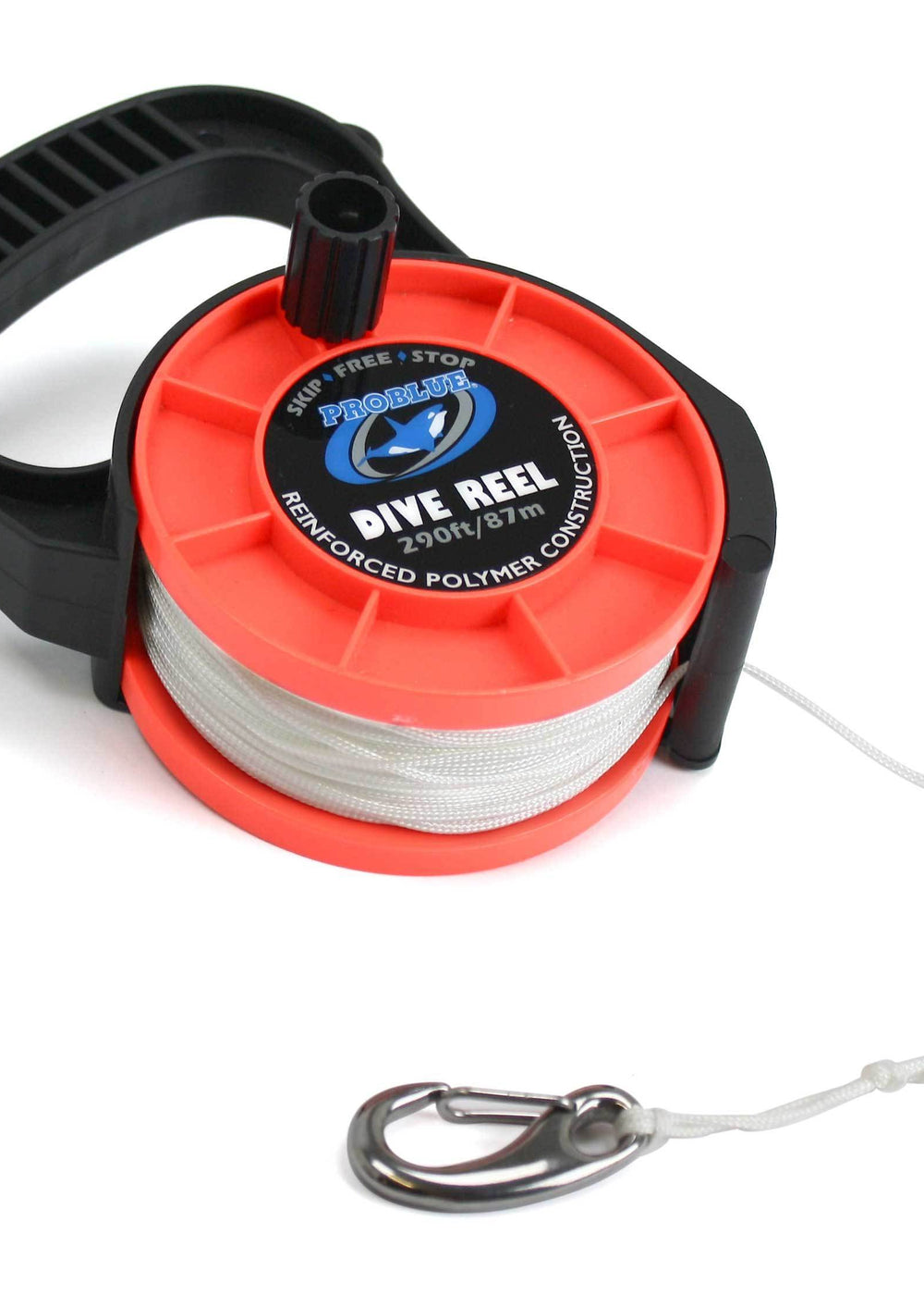 Problue 290ft (87m) Dive Reel Orange with clip