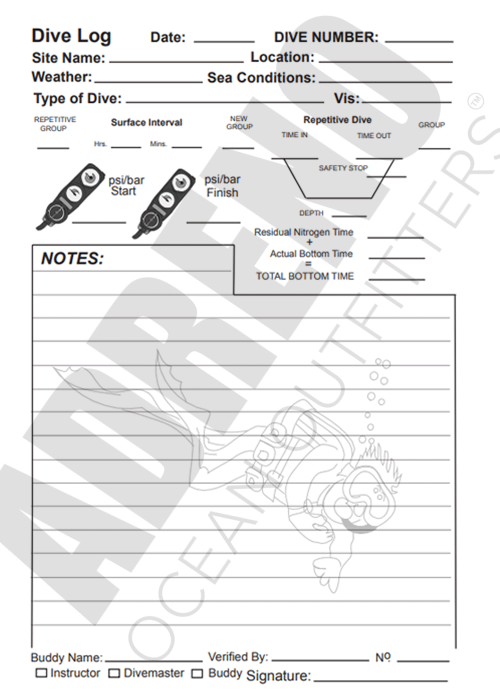 Adreno Scuba Diving Log Book