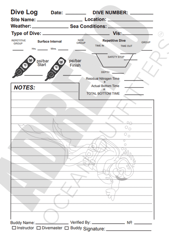 Adreno Scuba Diving Log Book