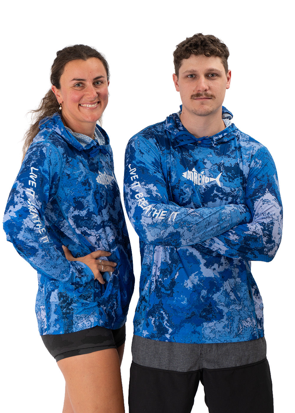Adreno Hooded Boat Shirt - Blue Camo