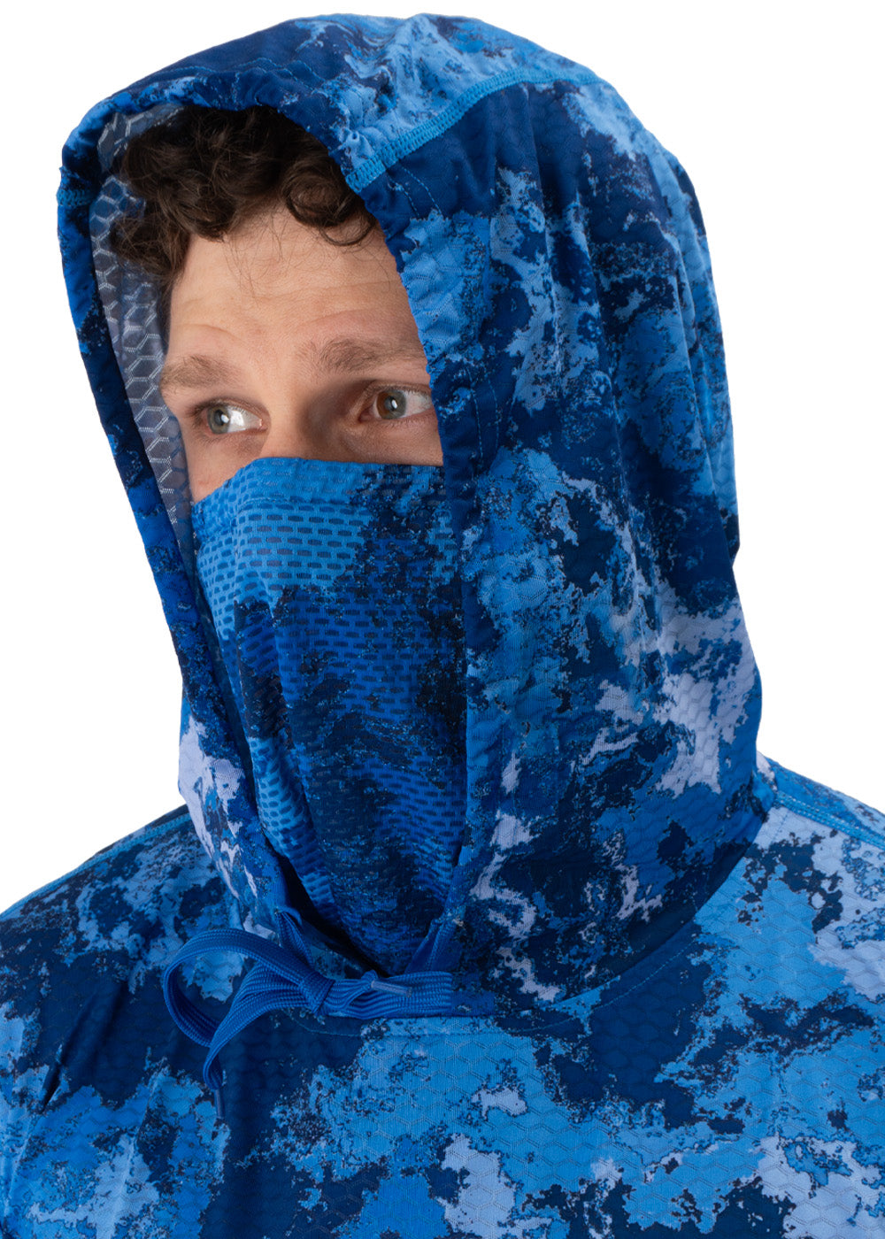 Adreno Hooded Boat Shirt - Blue Camo