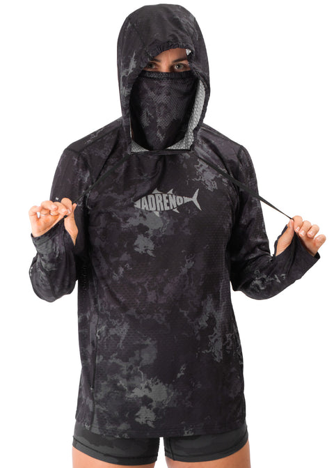 Adreno Hooded Boat Shirt - Dark Grey Camo