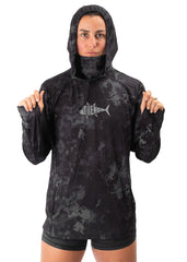Adreno Hooded Boat Shirt - Dark Grey Camo