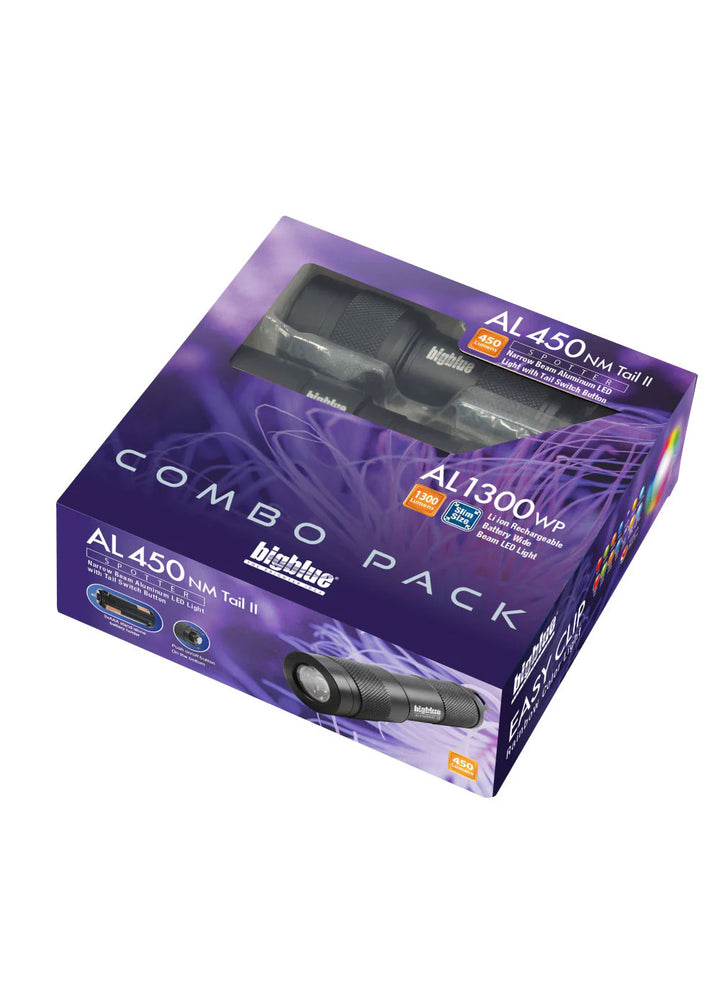 BigBlue AL450NM-T II &amp; AL1300WP Waterproof Dive Torch Pack