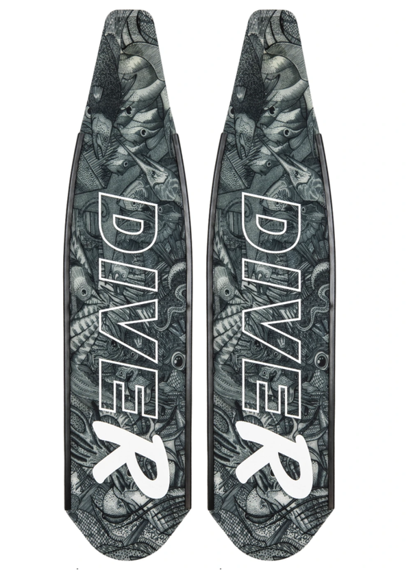 DiveR Carbon Blades - Monochrome Reef Life