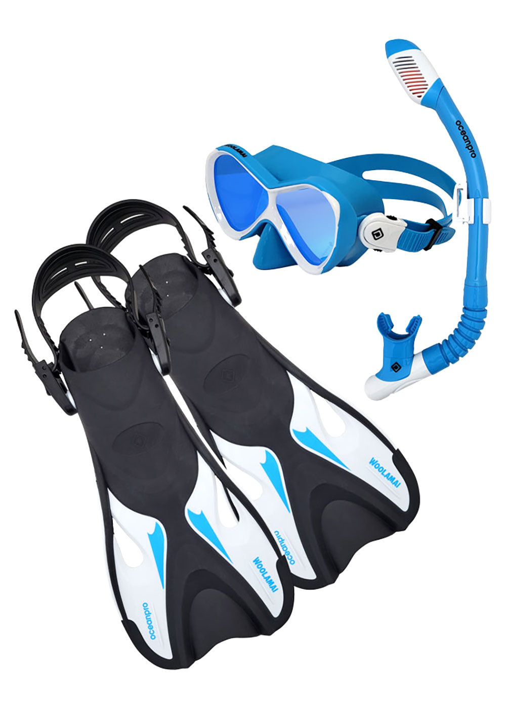 Ocean Pro Woolamai Junior Mask, Snorkel & Fin Set - Blue S-M