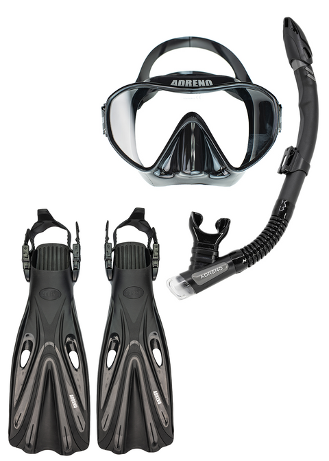 Adreno Moray Mask - Snorkel - Fin Pack Black