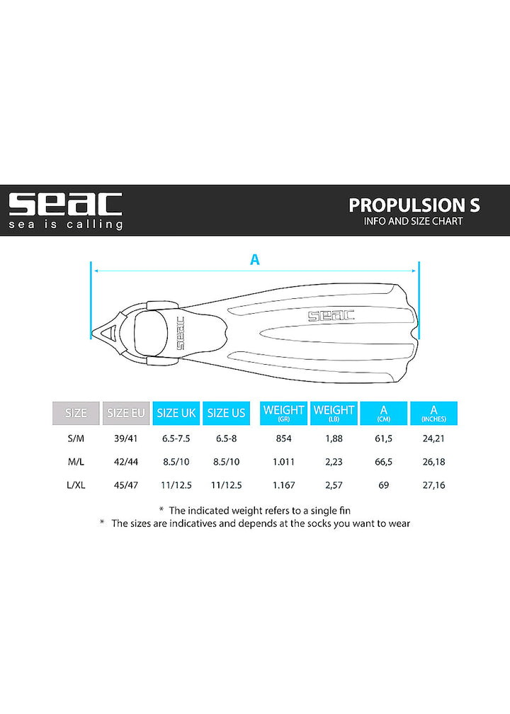 Seac Propulsion Open Heel Scuba Diving Fins