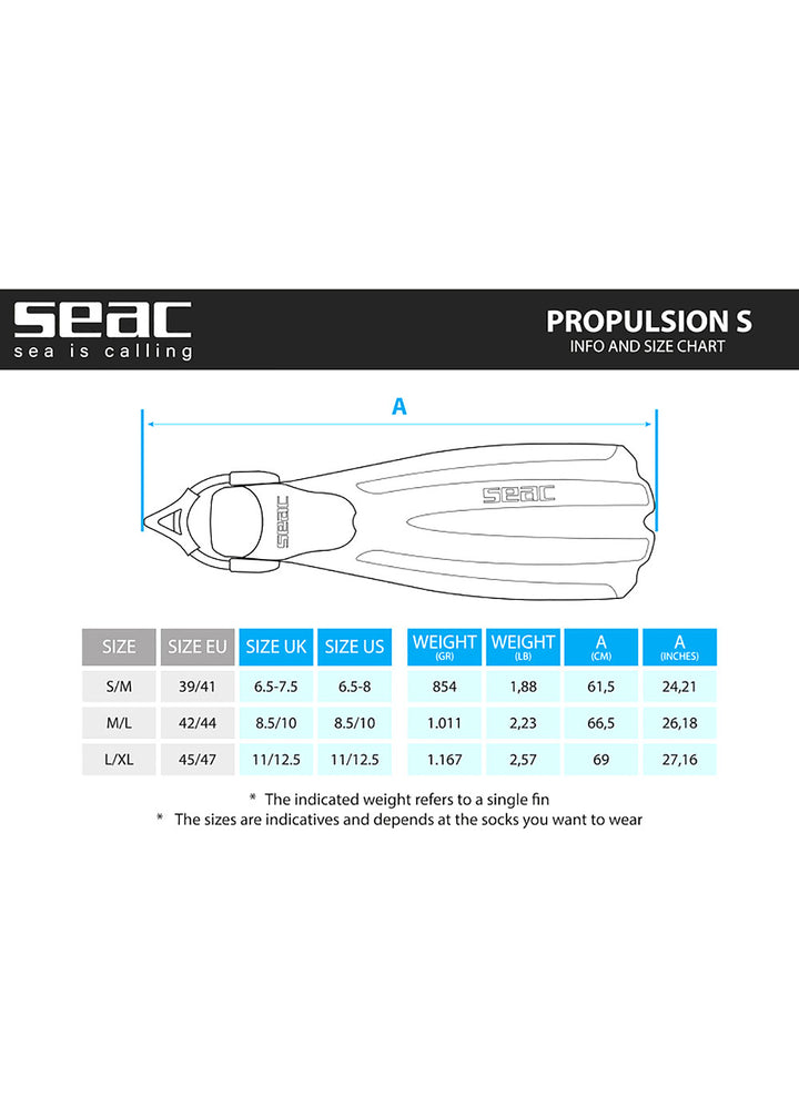 Seac Propulsion Open Heel Scuba Diving Fins