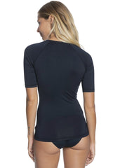 Roxy Womens Essential Short Sleeve Front Zip Rash Guard