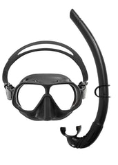 Black Diving Snorkel with Keeper & Black Dual Lense Mask + Bag