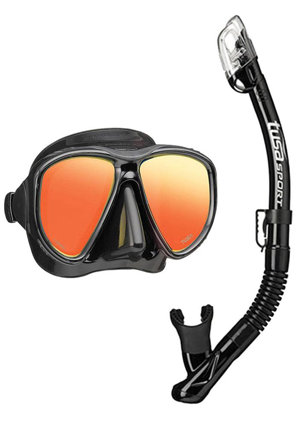 Tusa Black Series Mirror Mask Snorkel Pack with Bag - Adreno