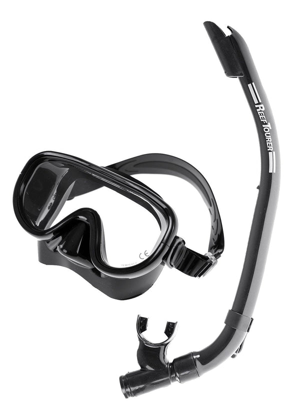 Tusa Reef Tourer Adult Mask and Snorkel Set Black