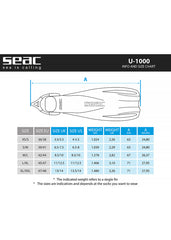 Seac U-1000 Open Heel Scuba Dive Fins