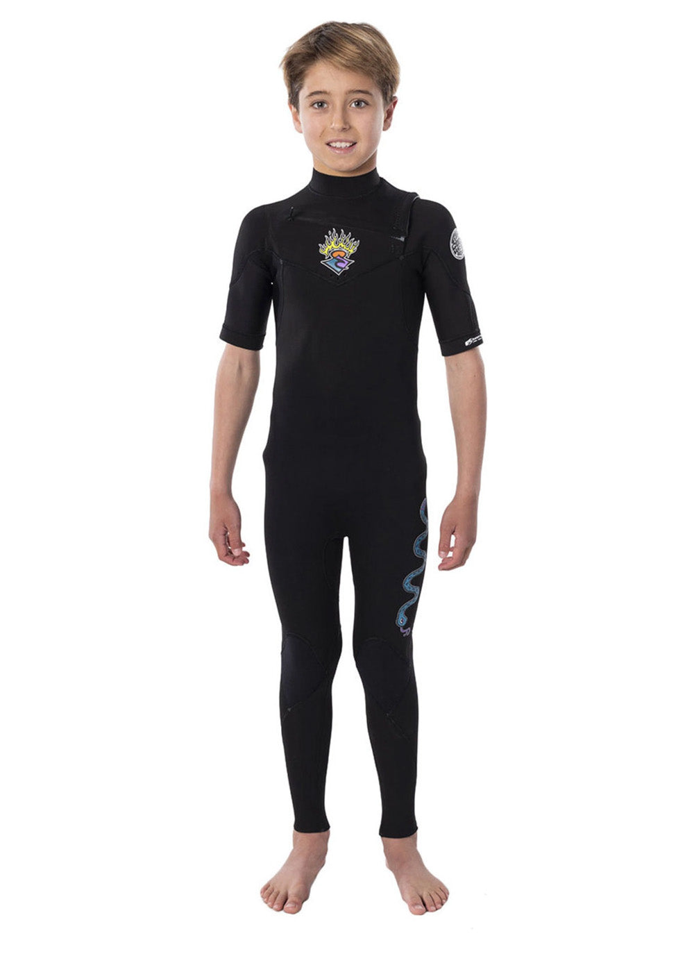 Rip Curl Youth Dawn Patrol 2/2mm Short Sleeve Chest Zip Steamer Wetsuit